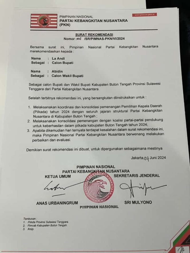 
					PKN Rekomendasi ke La Andi Untuk Calon Bupati Buteng dan Abidin Sebagai Wakilnya