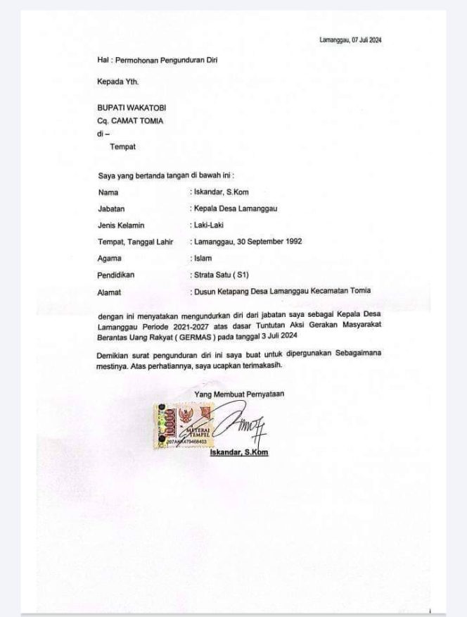 
					Beredar Surat, Kades Lamanggau Mundur dari Jabatannya