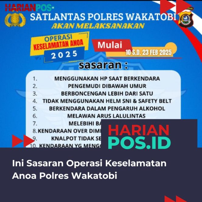 
					Ini Sasaran Operasi Keselamatan Anoa Polres Wakatobi